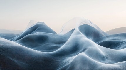 Obraz premium Ethereal Blue Waves of Fabric Mimicking Oceanic Undulations