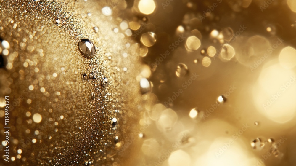 Aufkleber golden abstract background with water droplets and bokeh effect featuring rich tones and sparkle cop