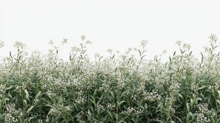 Obraz premium Lush Green Field with Delicate White Flowers Under Soft Light