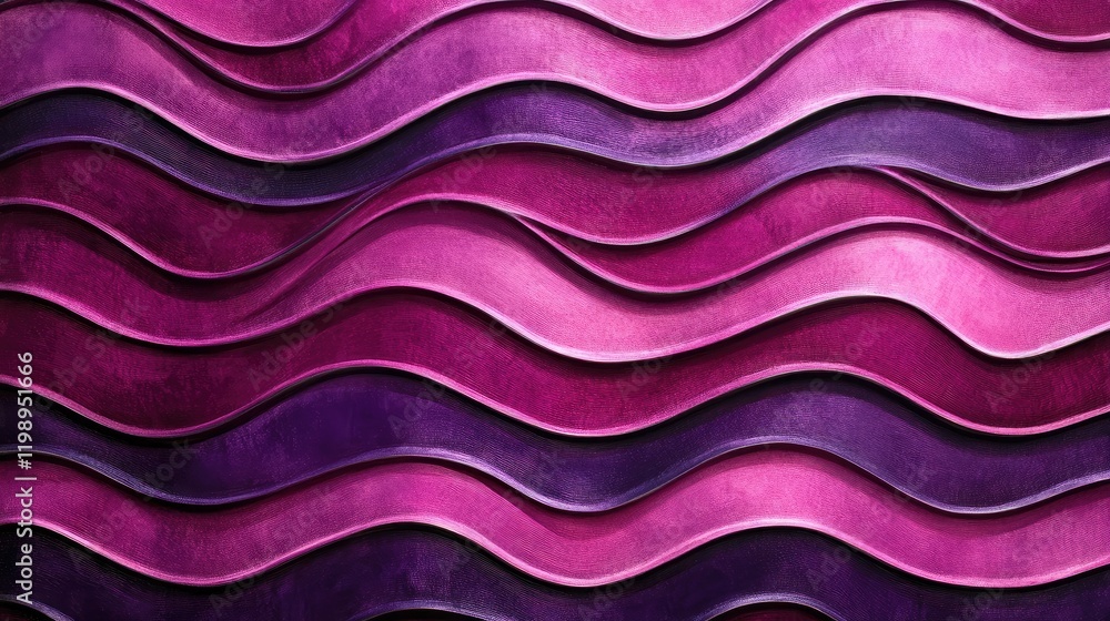 Poster abstract wave pattern in shades of pink and purple with textured surface and dimensional appearance 