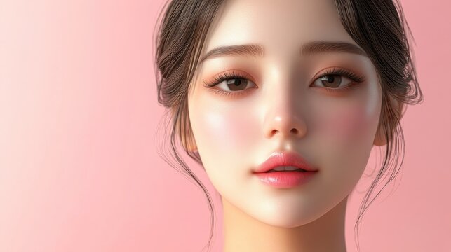 Beautiful Young Woman with clean fresh skin. Facial treatment. Cosmetology, beauty and spa