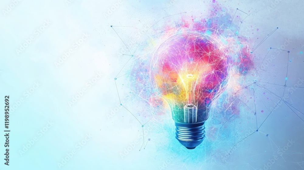 Poster abstract illustration of connected ideas and inspiration on white background. concept illustrating t