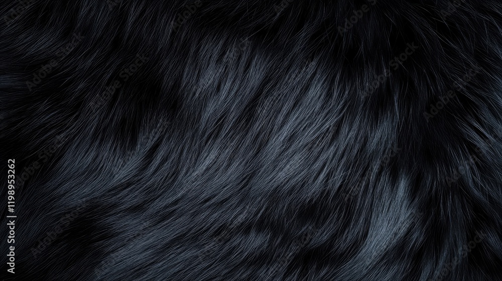Aufkleber close up of dark black cat fur texture with silky sheen and negative space for copy, suitable for ba