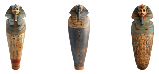 Ancient Egyptian Sarcophagus Collection on Transparent Background