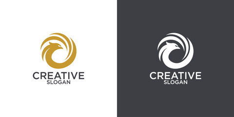 Elegant eagle bird circle logo icon template
