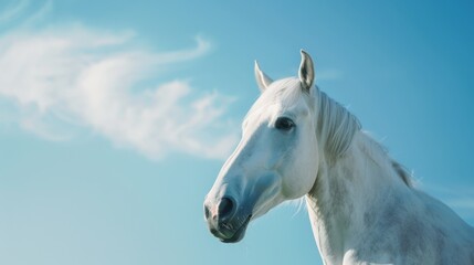 White Horse Silhouetted Against a Clear Blue Sky