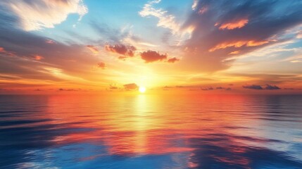 Fototapeta premium Vibrant Sunset Reflecting on the Ocean Surface
