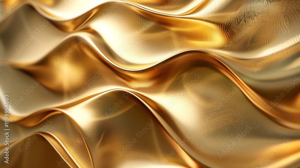 Poster abstract golden background with flowing waves and a subtle textured surface.