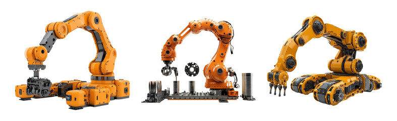 Isolated Robotic Arms for Industrial Use on Transparent Background