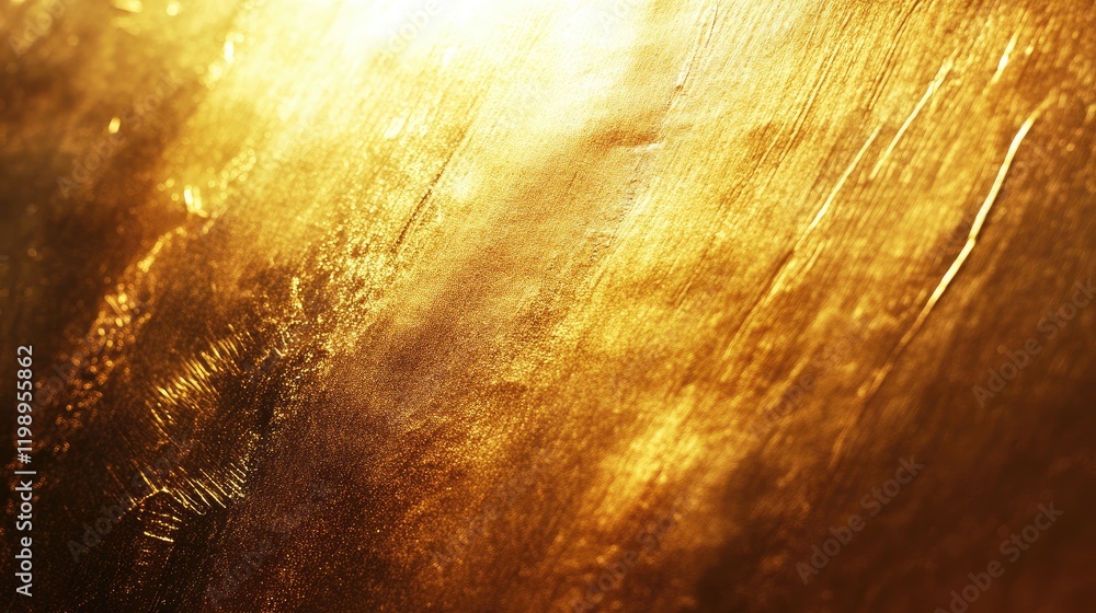 Poster Golden hour sunlight casting a warm golden glow on a textured surface ideal for adding text with blurred light effects in the background