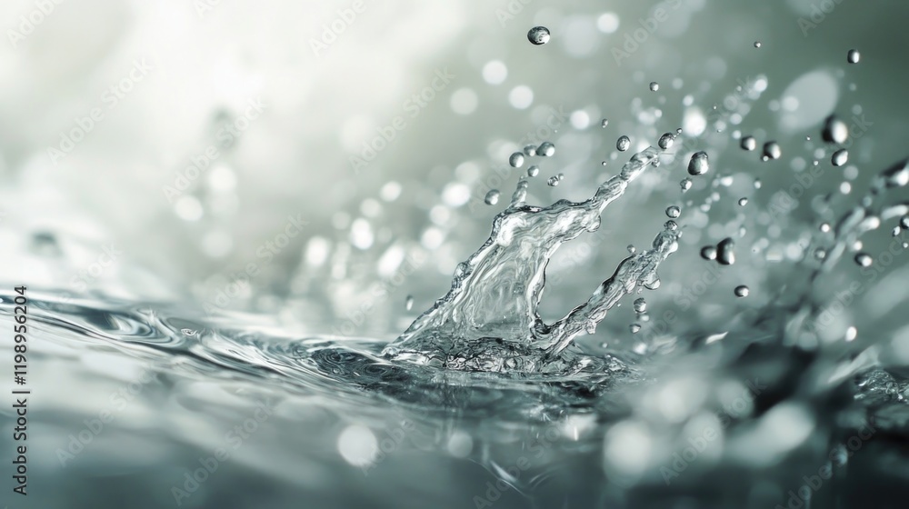 Aufkleber water splash with droplets on the surface creating ripples against a blurred background copy space