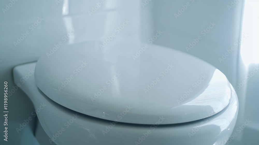 Poster clean white toilet seat in bright restroom emphasizing hygiene with minimalist design and copy space