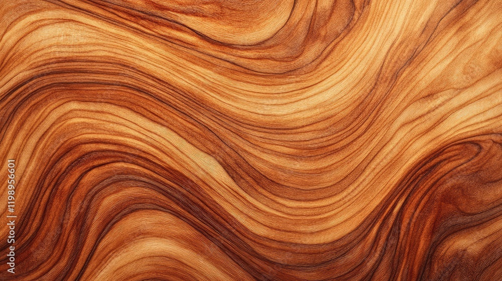 Poster wood grain texture with flowing patterns and rich brown tones suitable for backgrounds and design pr