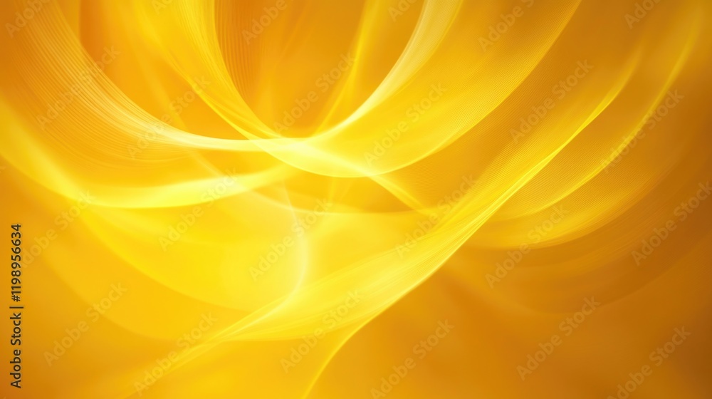 Poster abstract bright yellow background with smooth flowing lines and curves, ideal for creating a vibrant
