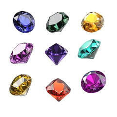 A vibrant collection of colorful gemstones arranged in various shapes and sizes.