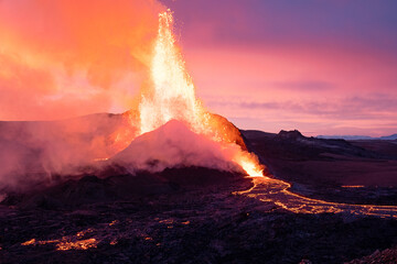 Volcanic crater in Iceland at dusk © sumos
