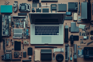 Fototapeta premium knolling of a laptop