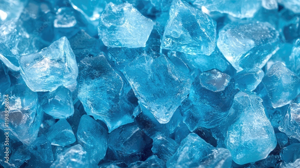 Poster icy blue crystal texture of icelandic glacier ice with sparkling hues and clear copy space for text 