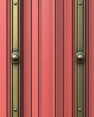 Obraz premium Red door with gold vertical accents and knobs