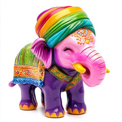 Whimsical Transparent Putty Model of an Indian Elephant with a Colorful Headpiece..