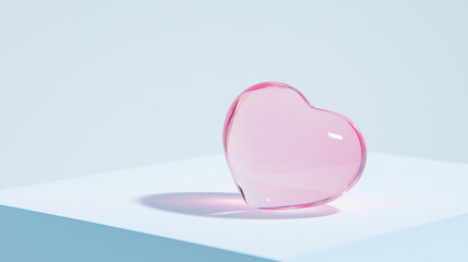 Pink heart-shaped object with smooth edges, placed on a white background, symbolizing love and affection