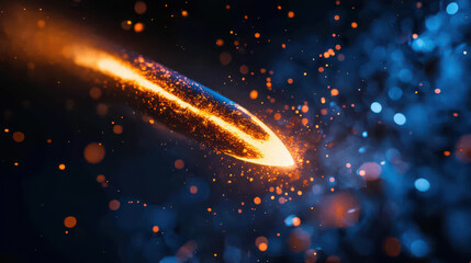 Fototapeta premium vibrant comet streaking through space, leaving fiery trails and glowing particles
