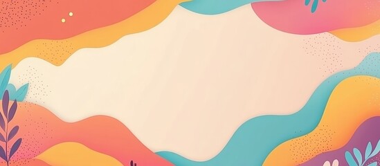 Abstract colorful background for planning presentations with flowing shapes in coral, turquoise, and lavender, featuring a blank area for text.