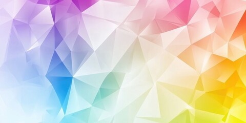 Abstract geometric design with triangles and polygons in soft rainbow gradients, layered to create depth, and set on a minimalist light gray background