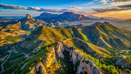 Aerial View Puig Campana Mountain Western Slope, Alicante, Spain