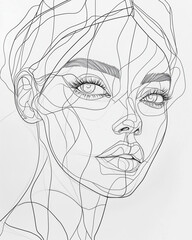 Fototapeta premium A captivating line art portrait highlighting facial contours clearly.
