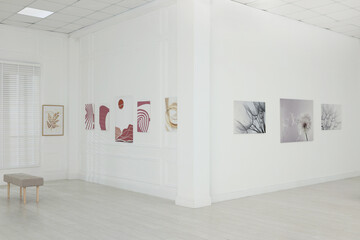 Fototapeta premium Interior of modern art gallery with beautiful paintings
