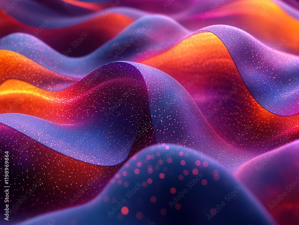 Poster colorful abstract waves with particles background animation