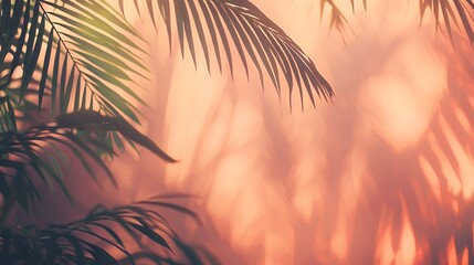 Palm Leaf Shadows at Sunset: A Tropical Summer Dream