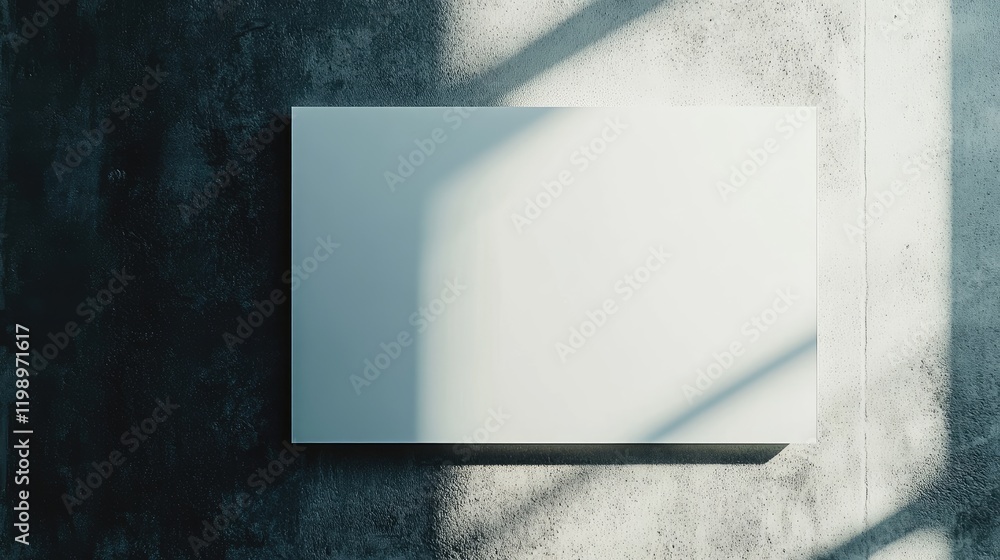 Aufkleber Promotional banner on textured gray wall with soft shadows casting over blank copy space for text in a minimalist design setting.