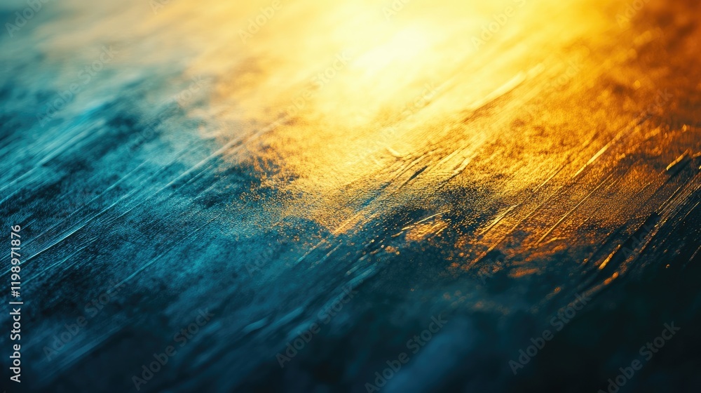 Poster Abstract Close-Up of Metallic Surface with Blue and Gold Tones and Text Space