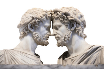 Obraz premium PNG Greek sculptures kissing statue art representation.