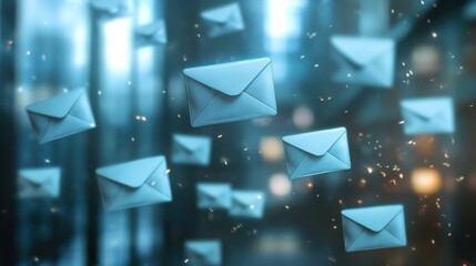 Email and sms marketing concept. Scheme of direct sales in business. List of clients for mailing. Newsletter concept