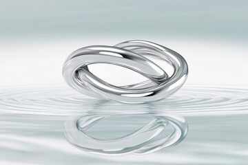 Naklejka premium Abstract silver loop reflecting in water