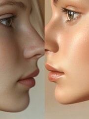 Obraz premium Facial Rejuvenation, Dermal Filler Injections for Cheek Enhancement and a Youthful Glow. Aesthetics Procedure Improves Skin Texture and Appearance.