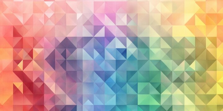 Geometric patterns of triangles and diamonds in soft rainbow gradients, forming a seamless abstract mosaic against a neutral canvas