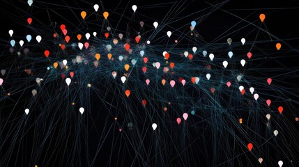 Abstract illustration of the people icons connected with lines in network. Social net connection concept.