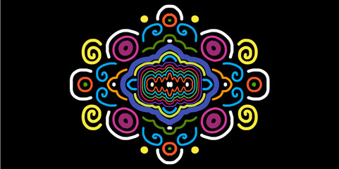 Ethnic Indonesian Pattern Vector Illustration, Traditional Ornamental Design with Symmetrical Floral and Abstract Motifs in Earthy Tones, Textile, Packaging, and Digital Art