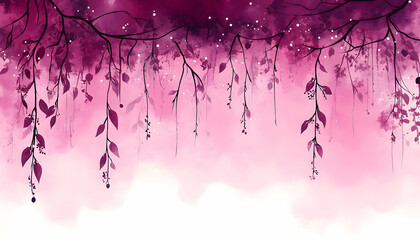 Purple floral watercolor wall art, dreamy background