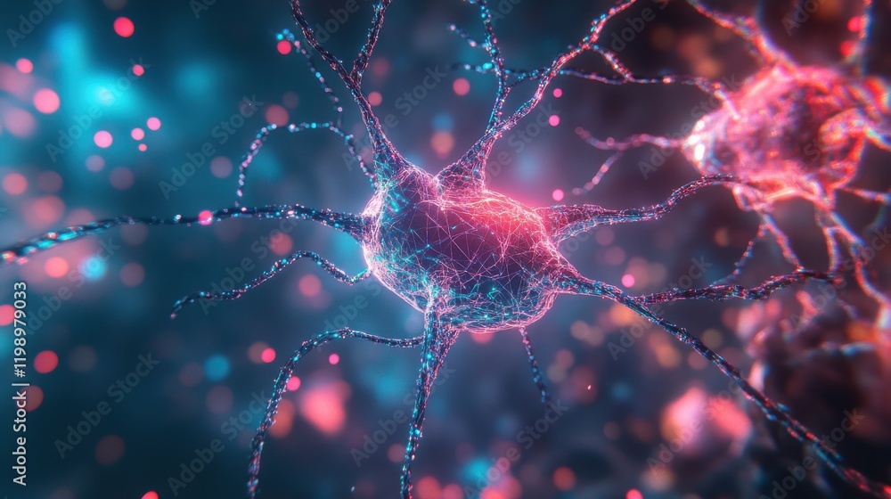 Poster neural lowpoly ai futuristic neon network of abstract connection background