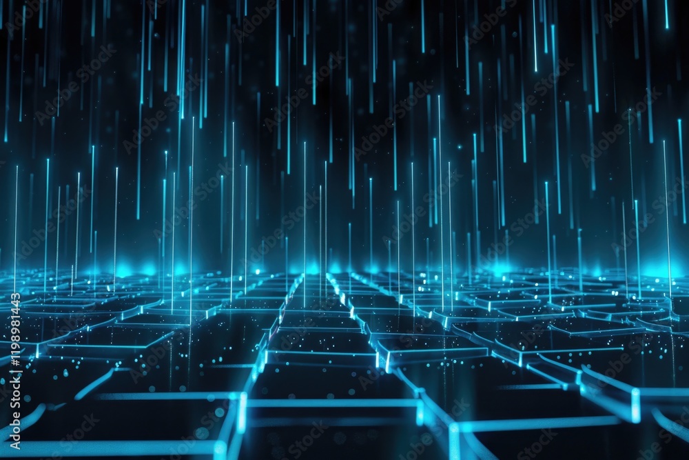 Poster abstract blue gradient with geometric lines and glowing grid. technology-themed designs and digital 