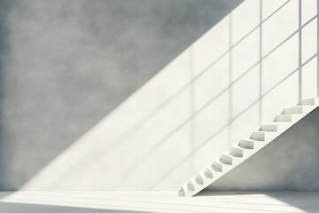 Fototapeta premium Minimalist staircase with geometric sunlight patterns