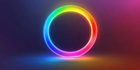Obraz premium Rainbow gradient glowing in the shape of a circle, futuristic and minimalist