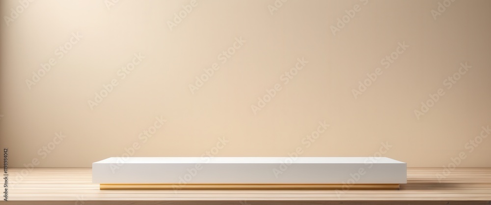 Poster minimalist platform with beige background for product display or presentation