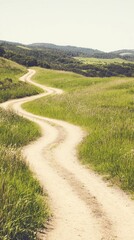 Fototapeta premium Winding dirt road lush green countryside