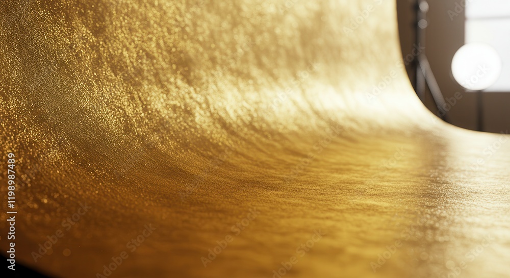 Poster golden textured backdrop with bokeh lighting in studio setting